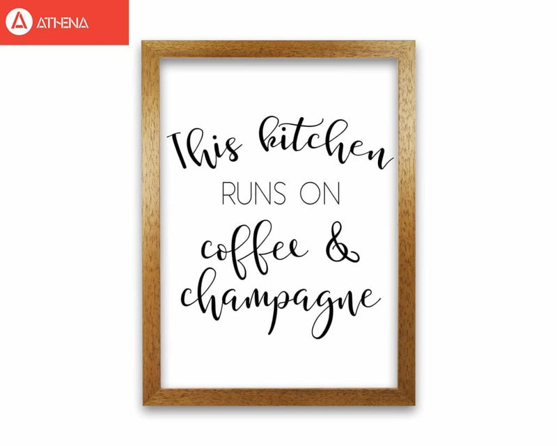 This kitchen runs on coffee and champagne modern fine art print, framed kitchen wall art