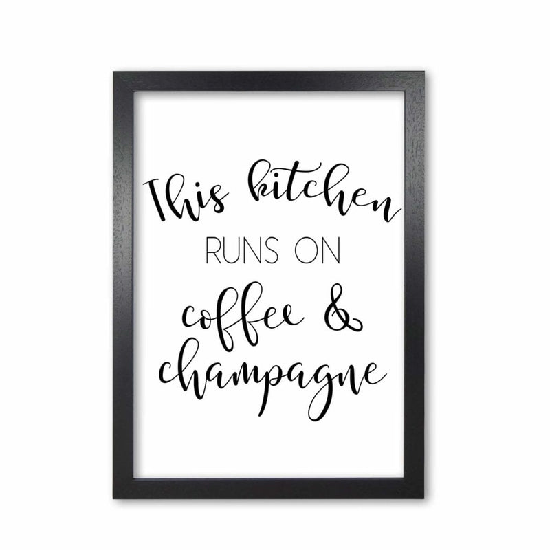 This kitchen runs on coffee and champagne modern fine art print, framed kitchen wall art