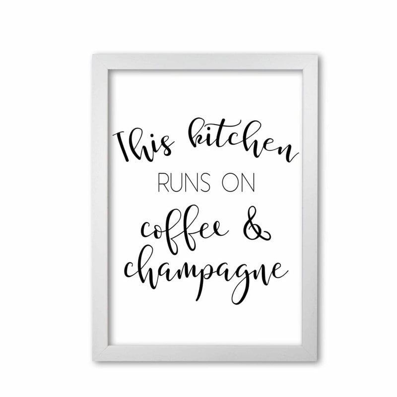 This kitchen runs on coffee and champagne modern fine art print, framed kitchen wall art