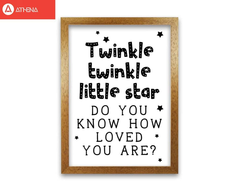 Twinkle twinkle little star black modern fine art print, framed childrens nursey wall art poster