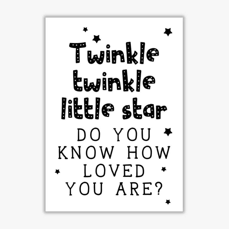 Twinkle twinkle little star black modern fine art print, framed childrens nursey wall art poster