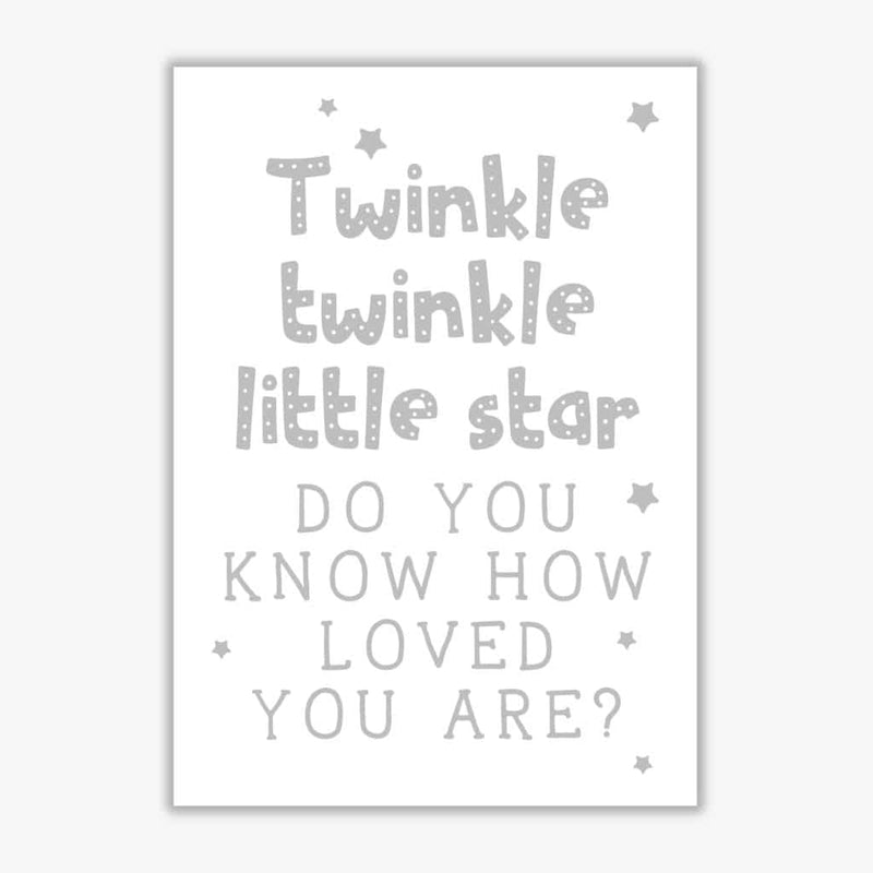 Twinkle twinkle little star grey modern fine art print, framed childrens nursey wall art poster