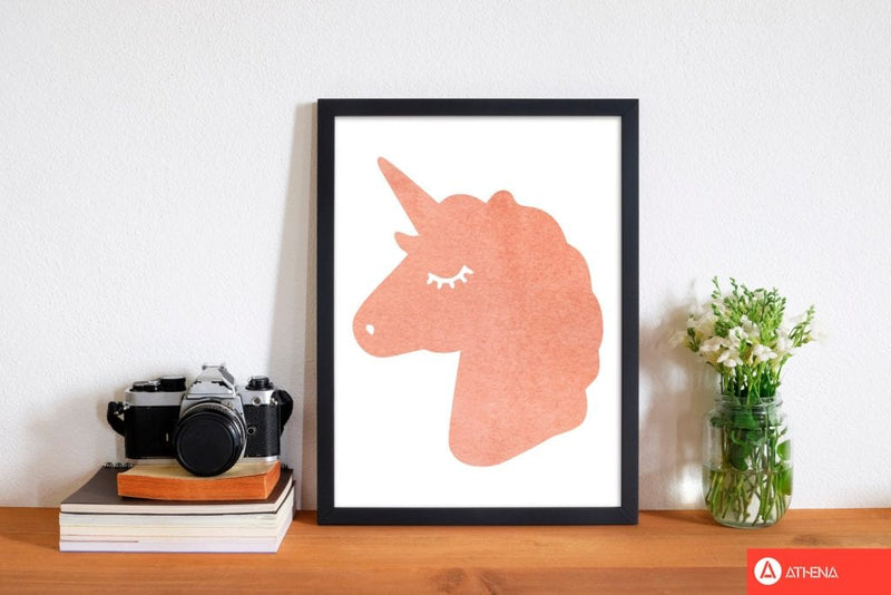 Unicorn peach silhouette watercolour modern fine art print