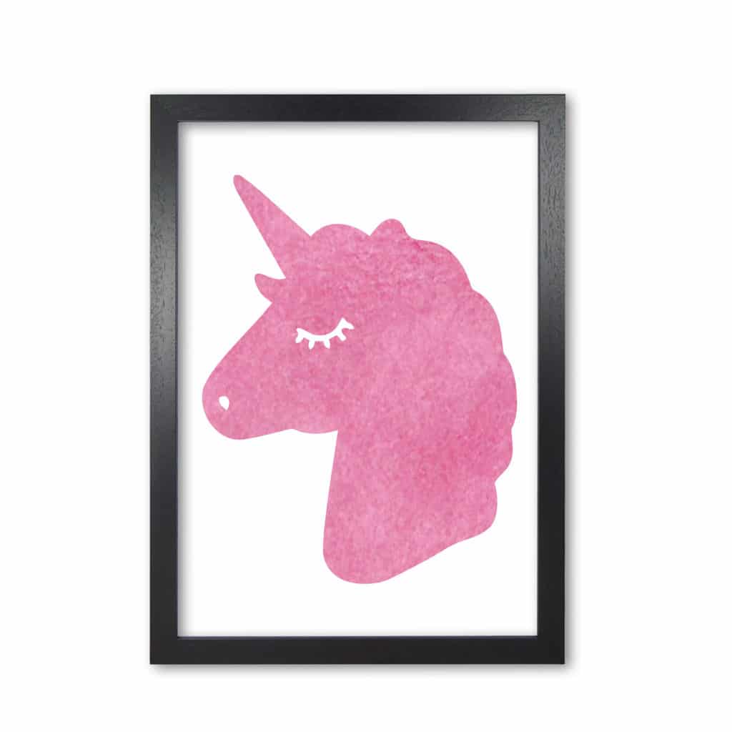 Unicorn pink silhouette watercolour modern fine art print