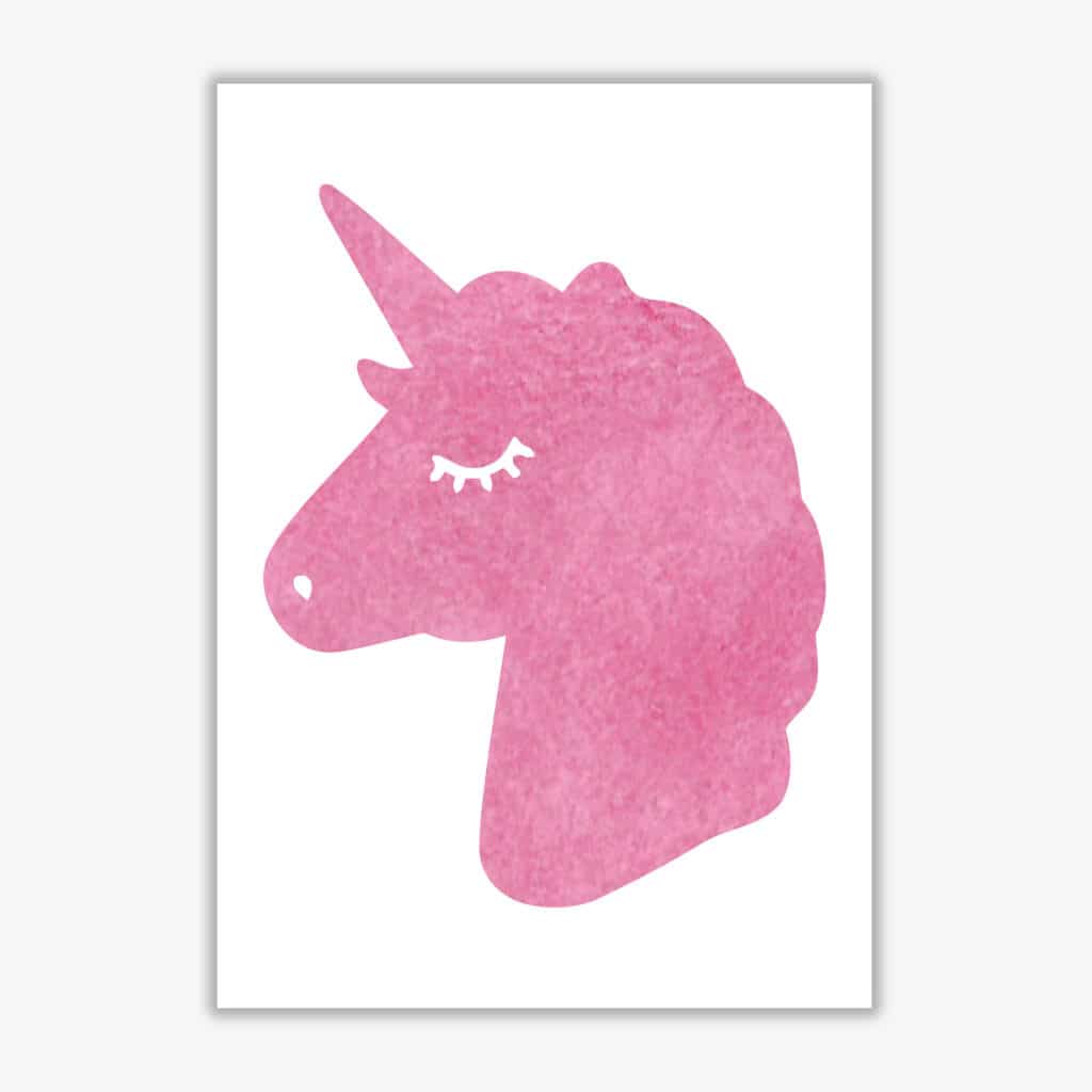 Unicorn pink silhouette watercolour modern fine art print