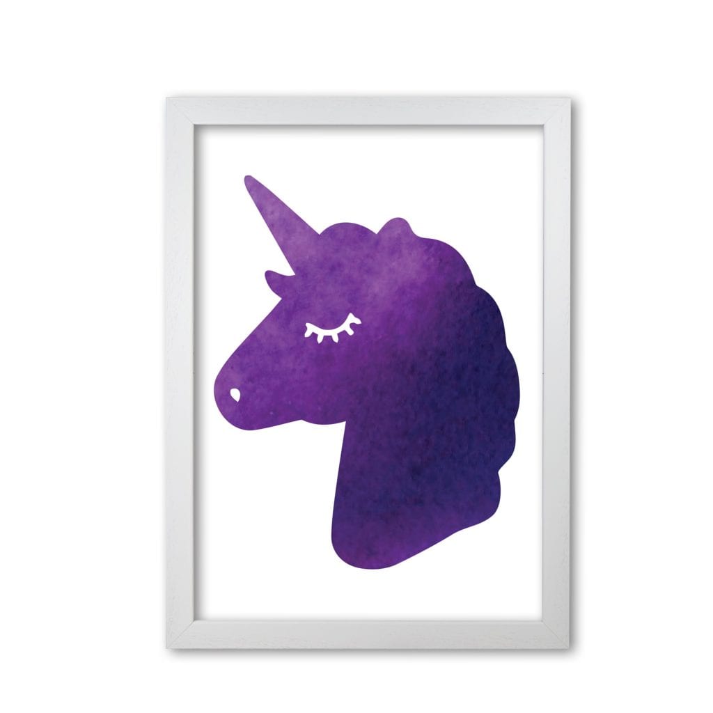 Unicorn purple silhouette watercolour modern fine art print