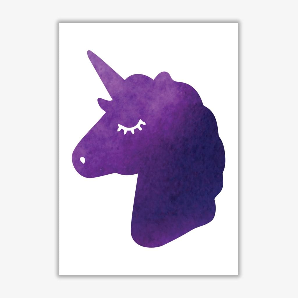 Unicorn purple silhouette watercolour modern fine art print