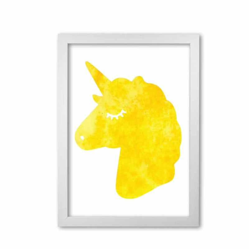 Unicorn yellow silhouette watercolour modern fine art print