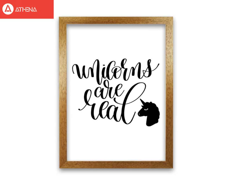 Unicorns are real black modern fine art print, framed childrens nursey wall art poster