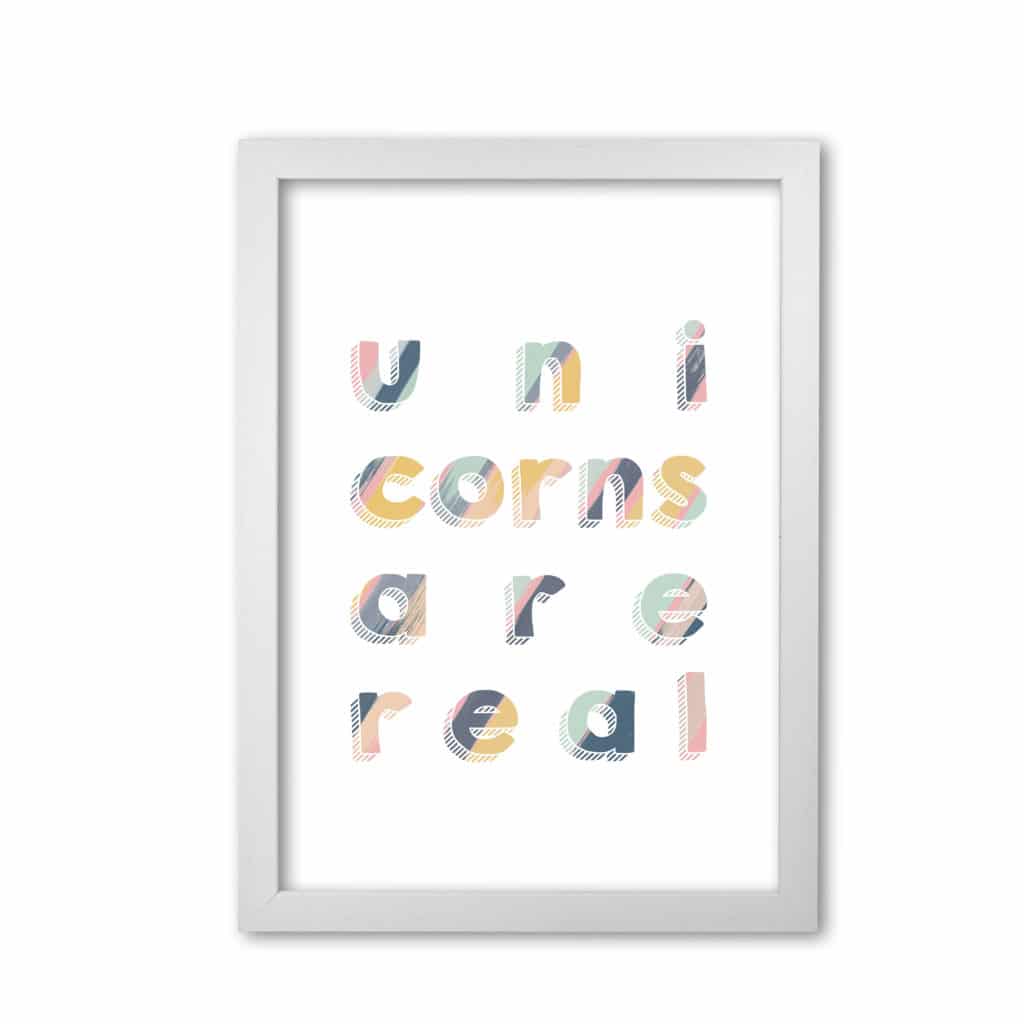 Unicorns are real fine art print by orara studio, framed childrens nursey wall art poster