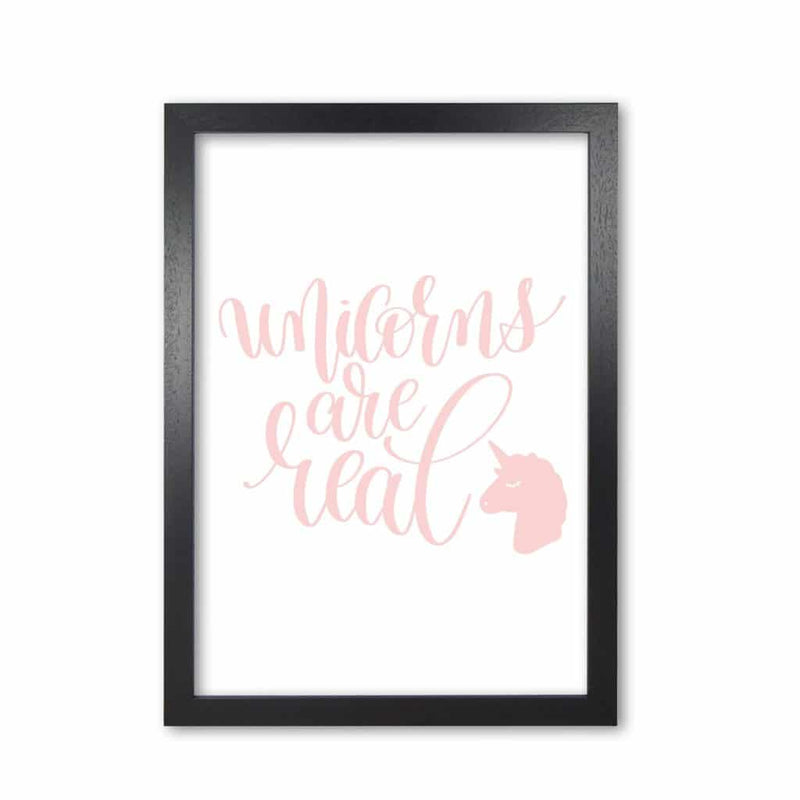Unicorns are real pink modern fine art print, framed childrens nursey wall art poster