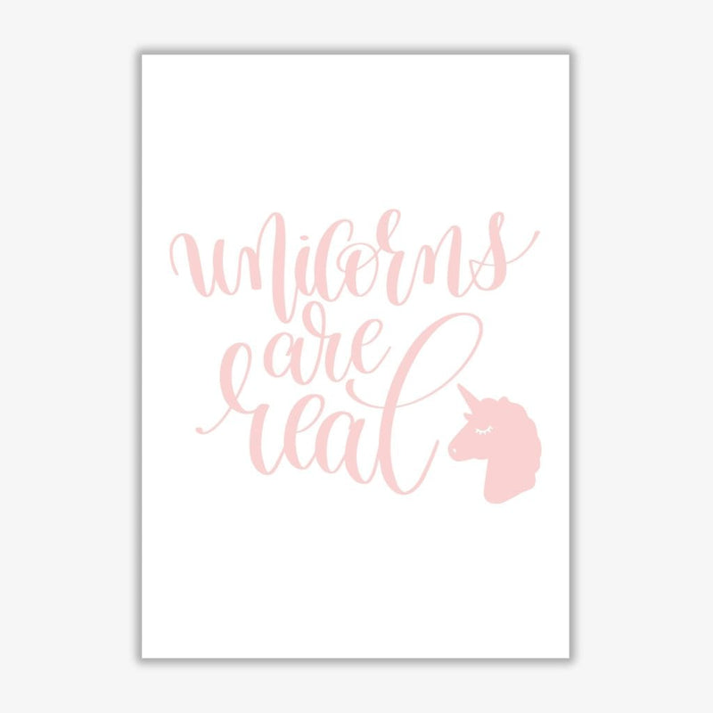 Unicorns are real pink modern fine art print, framed childrens nursey wall art poster