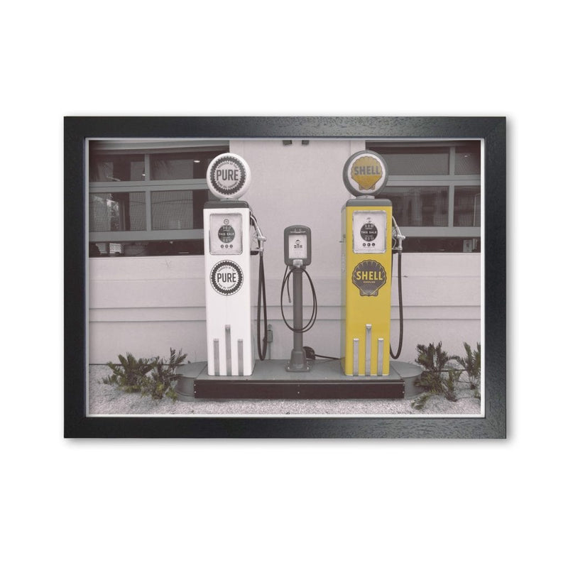 Vintage shell yellow gas pump modern fine art print