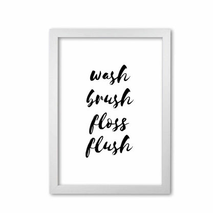 Wash brush floss flush, bathroom modern fine art print, framed bathroom wall art