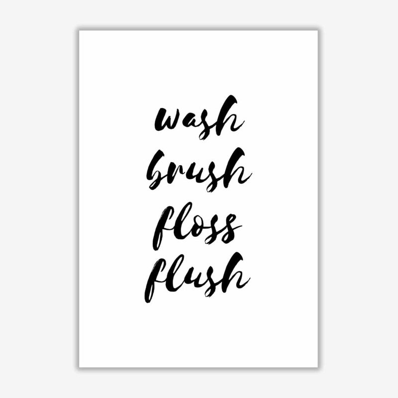 Wash brush floss flush, bathroom modern fine art print, framed bathroom wall art