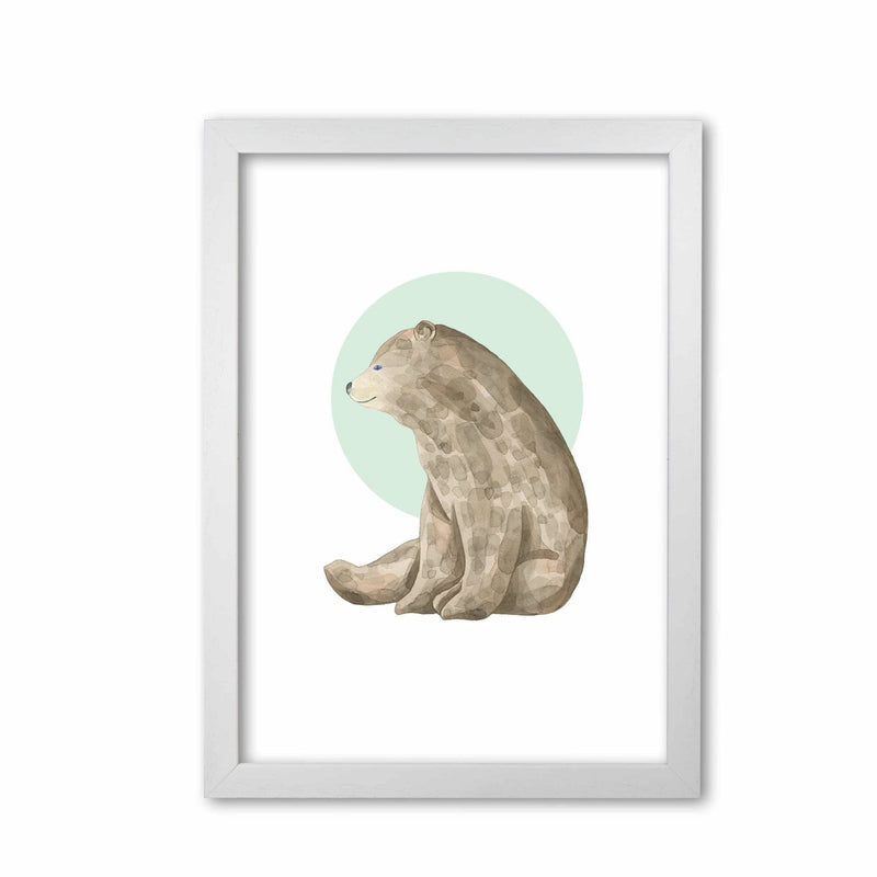 Watercolour bear with green circle modern fine art print