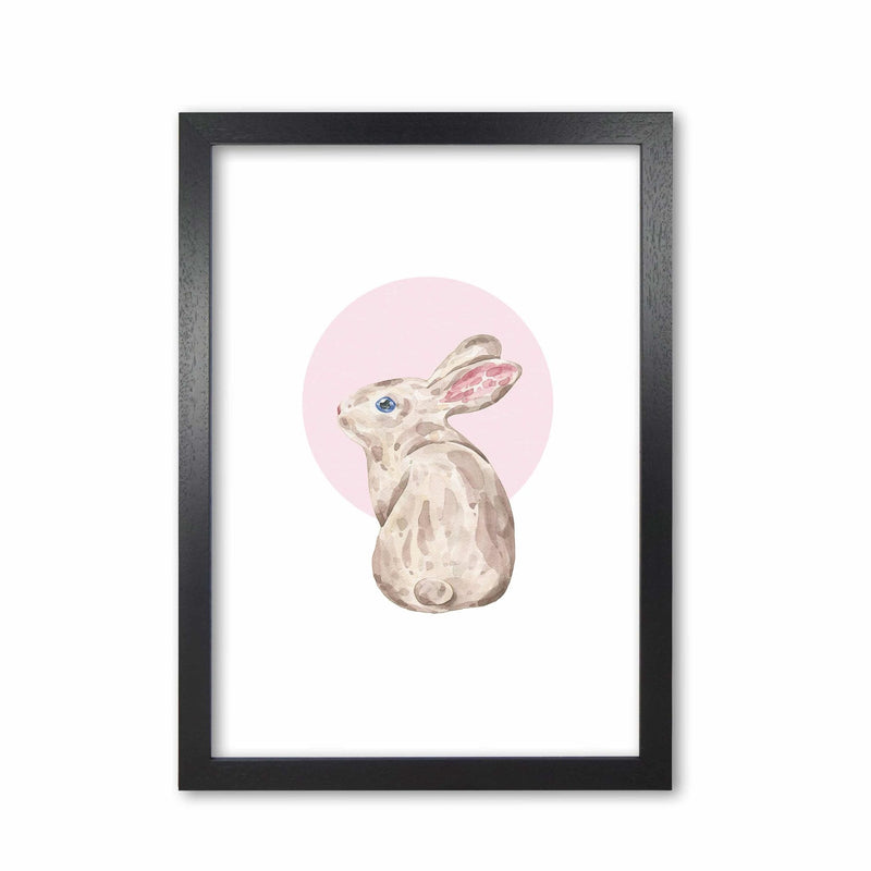Watercolour bunny with pink circle modern fine art print