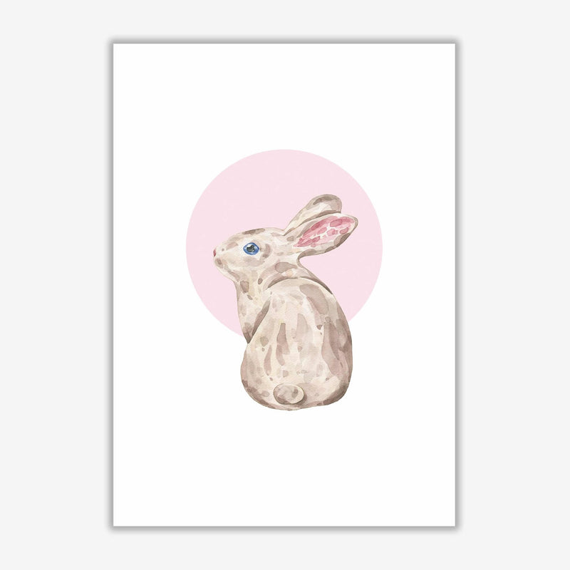 Watercolour bunny with pink circle modern fine art print