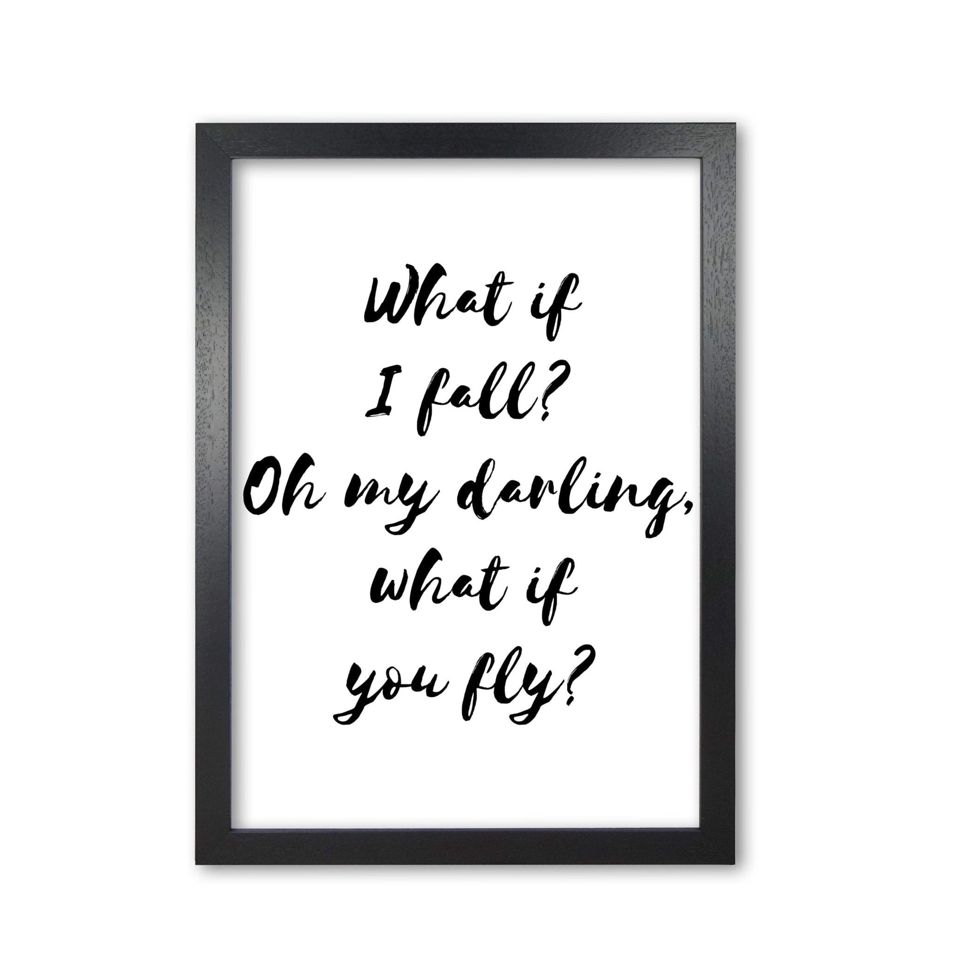 What if i fall? black modern fine art print