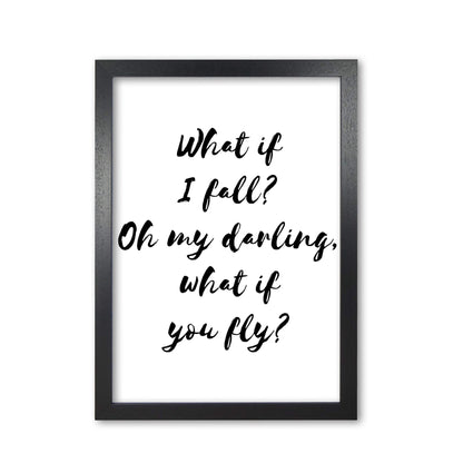 What if i fall? black modern fine art print