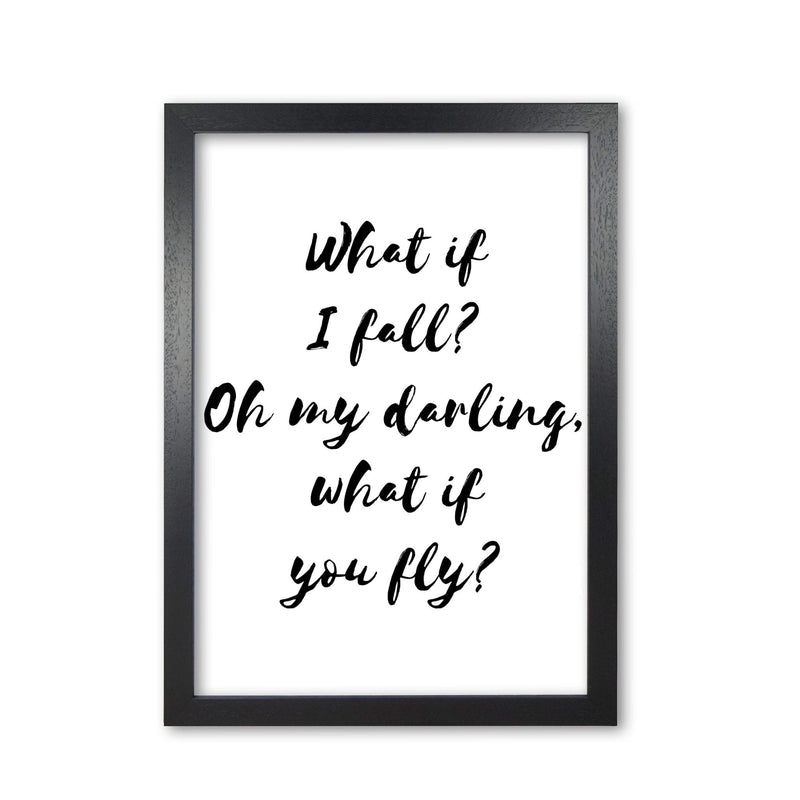 What if i fall? black modern fine art print
