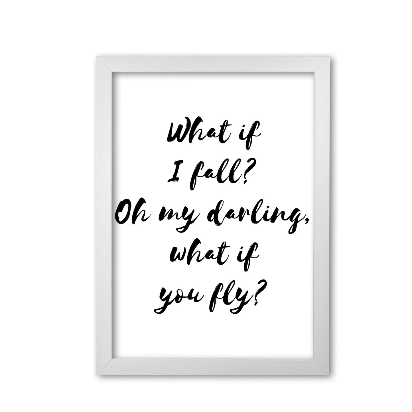 What if i fall? black modern fine art print