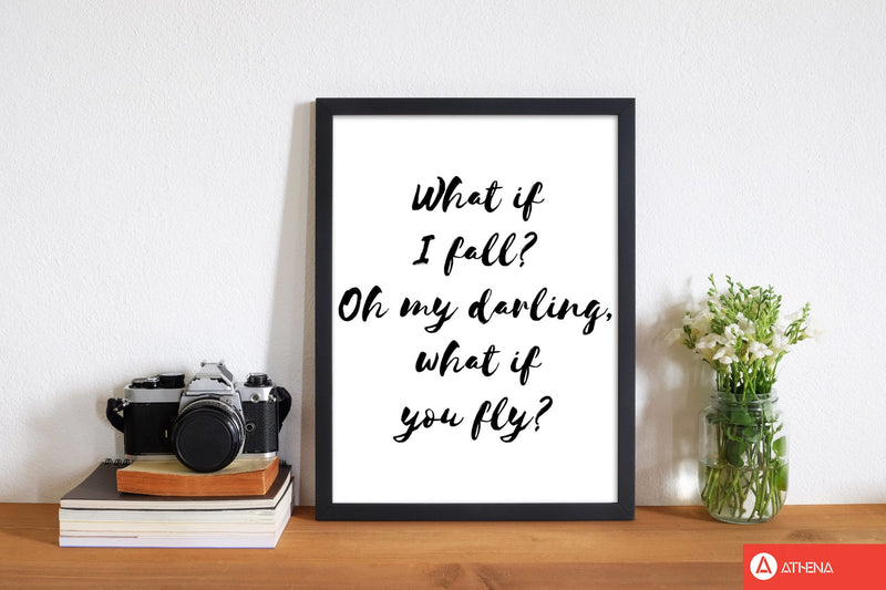 What if i fall? black modern fine art print