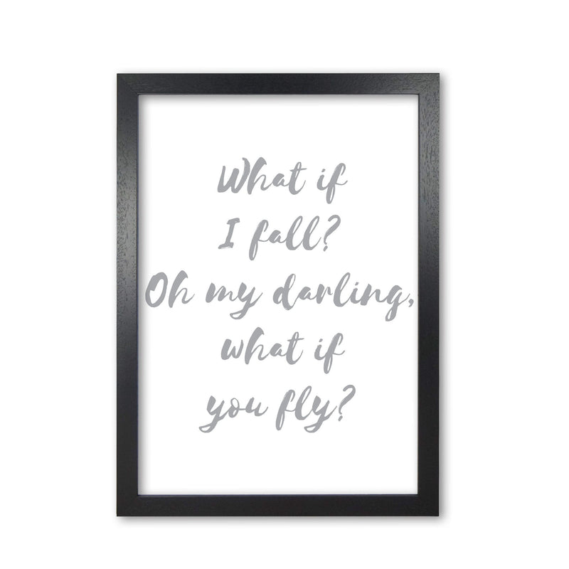 What if i fall? grey modern fine art print