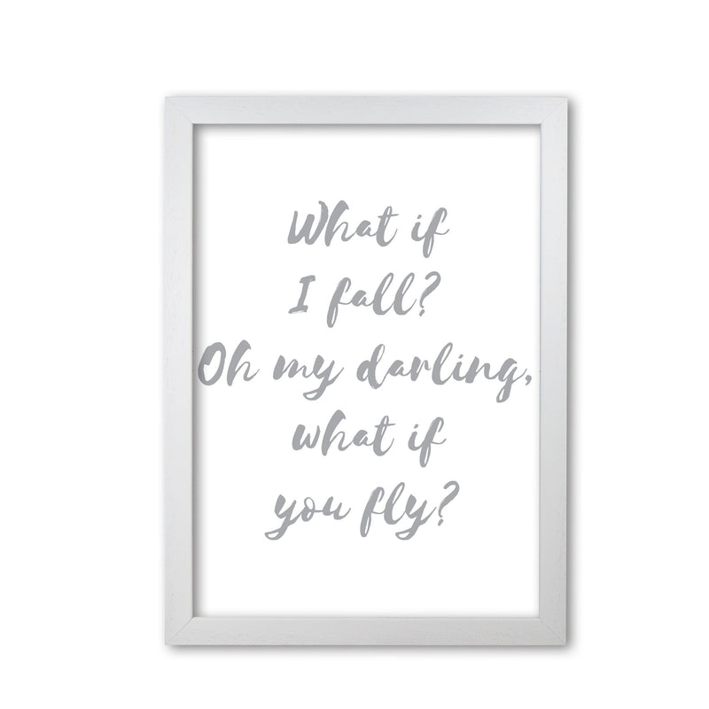 What if i fall? grey modern fine art print