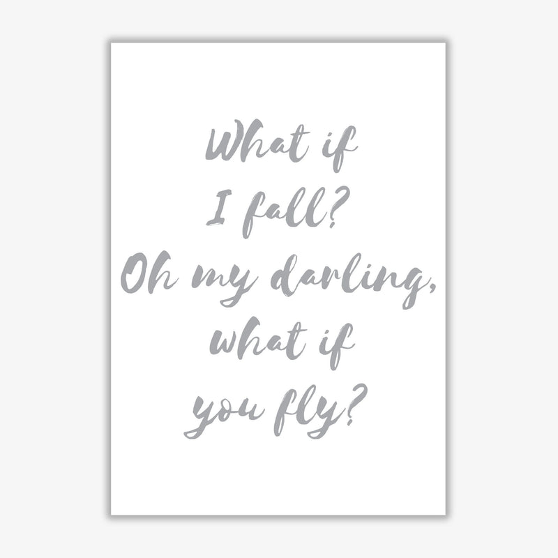 What if i fall? grey modern fine art print