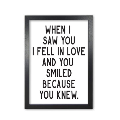 When i saw you i fell in love modern fine art print