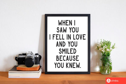 When i saw you i fell in love modern fine art print