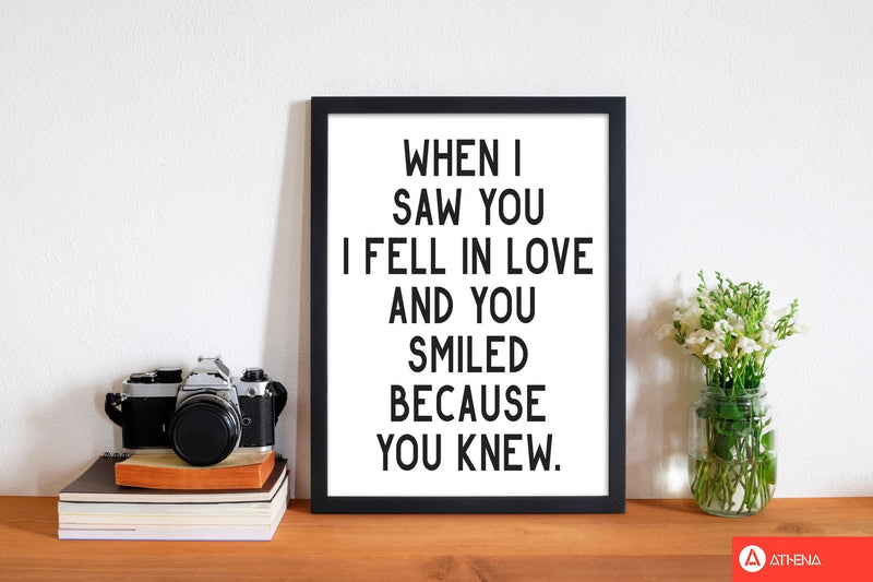 When i saw you i fell in love modern fine art print