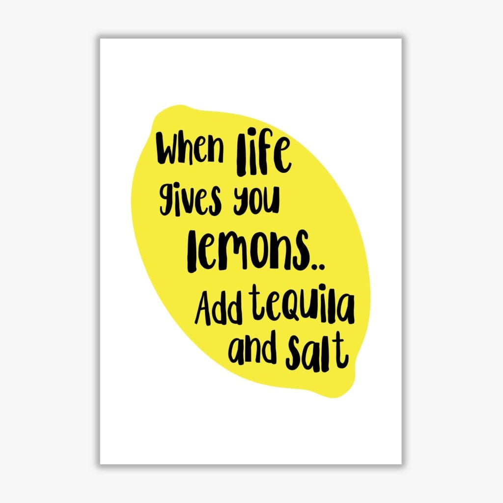 When life gives you lemons, tequila modern fine art print, framed kitchen wall art