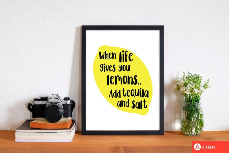 When life gives you lemons, tequila modern fine art print, framed kitchen wall art