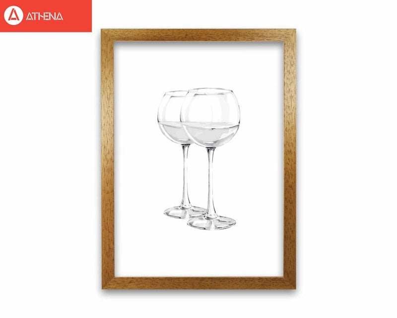 White wine glasses modern fine art print, framed kitchen wall art
