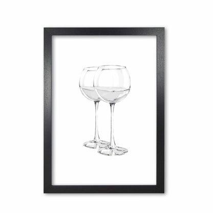 White wine glasses modern fine art print, framed kitchen wall art