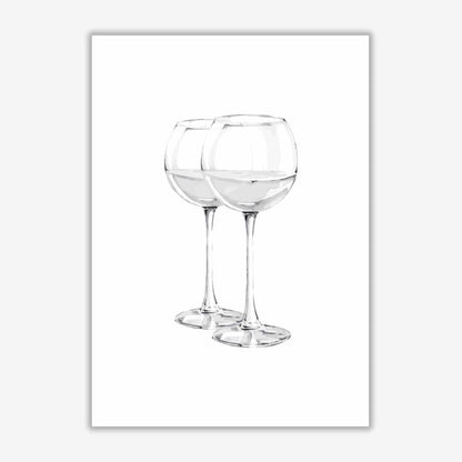 White wine glasses modern fine art print, framed kitchen wall art