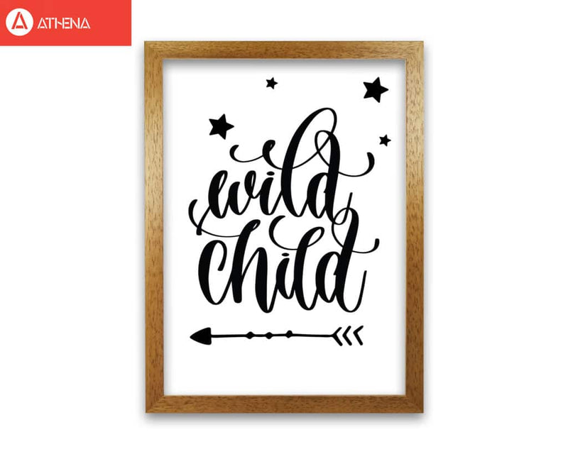 Wild child black modern fine art print, framed childrens nursey wall art poster