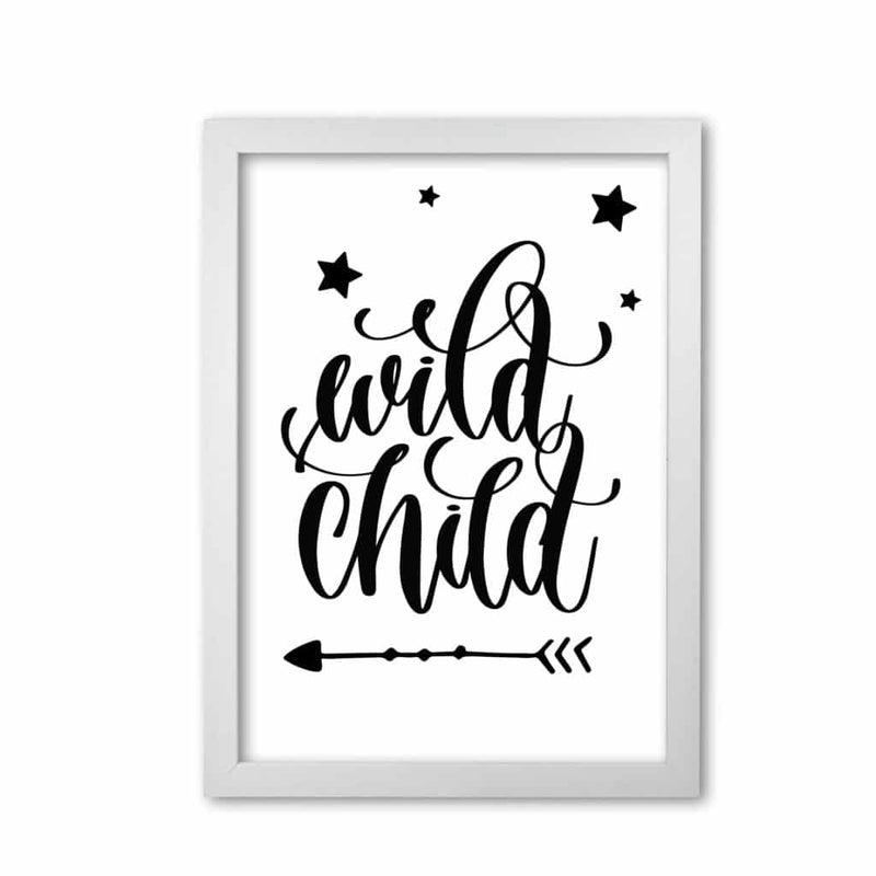 Wild child black modern fine art print, framed childrens nursey wall art poster
