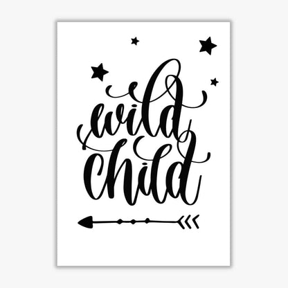 Wild child black modern fine art print, framed childrens nursey wall art poster