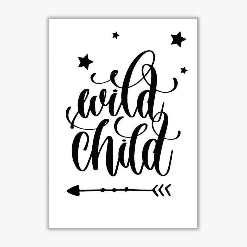 Wild child black modern fine art print, framed childrens nursey wall art poster