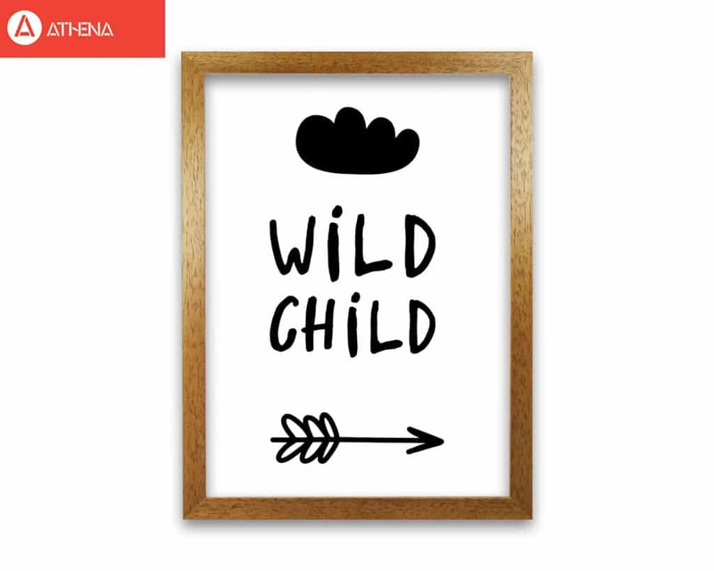 Wild child black modern fine art print, framed childrens nursey wall art poster