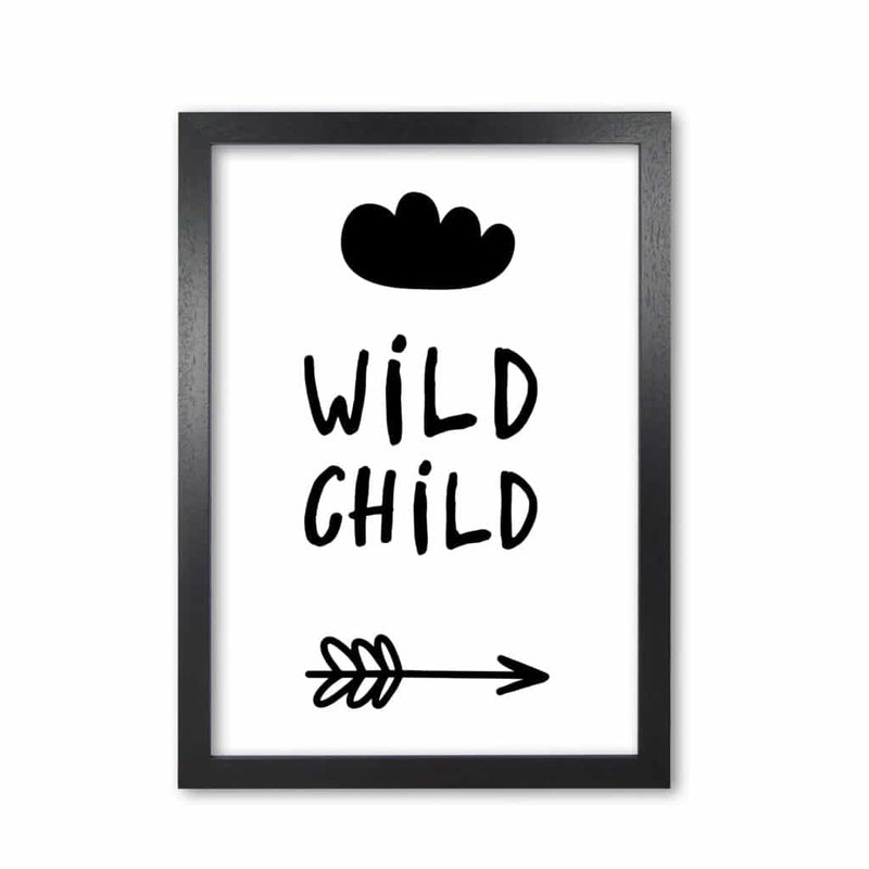 Wild child black modern fine art print, framed childrens nursey wall art poster