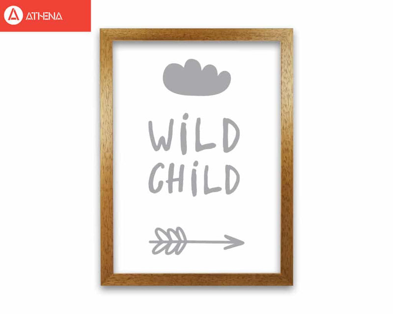 Wild child grey modern fine art print, framed childrens nursey wall art poster