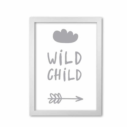 Wild child grey modern fine art print, framed childrens nursey wall art poster