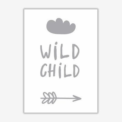 Wild child grey modern fine art print, framed childrens nursey wall art poster