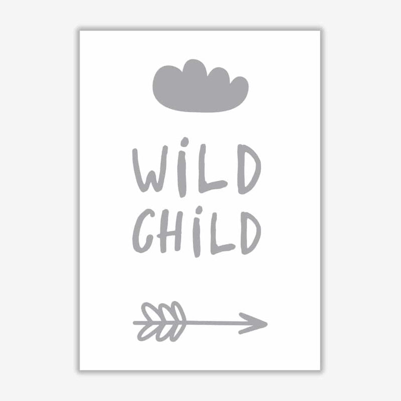 Wild child grey modern fine art print, framed childrens nursey wall art poster