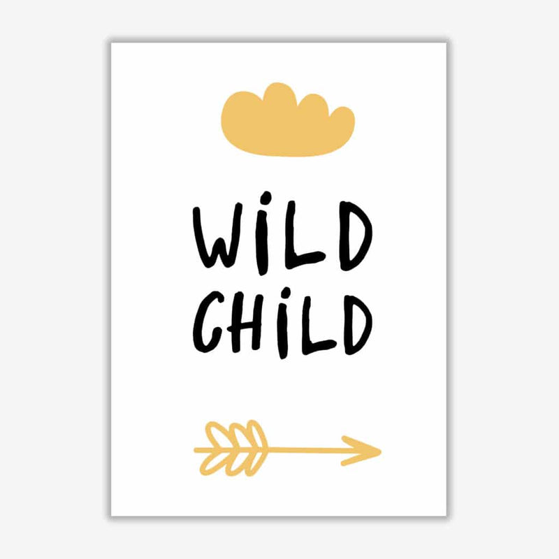 Wild child mustard and black modern fine art print, framed childrens nursey wall art poster