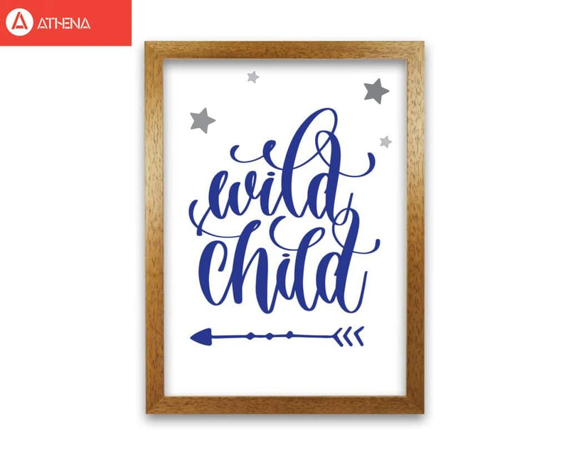 Wild child navy modern fine art print, framed childrens nursey wall art poster